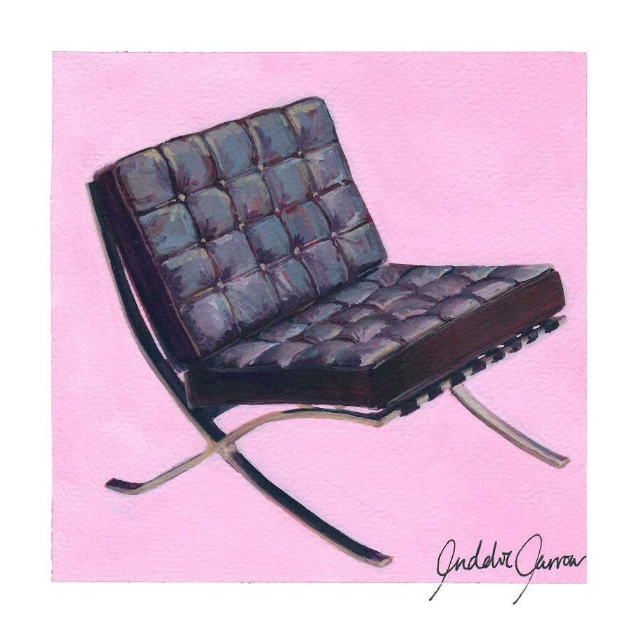 Barcelona Chair by Meis van der Rohe and Lilly Reich, 15x15cm